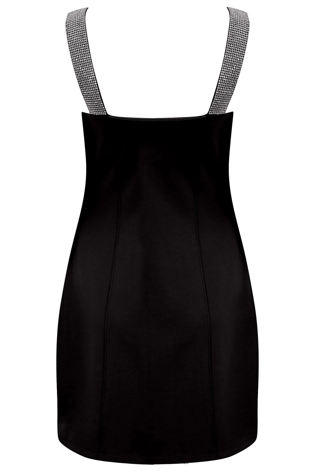 Pour Moi Julia Diamante Strap Ponte Bodycon Mini Dress - Black/Silver 6 Pour Moi Julia Diamante Strap Ponte Bodycon Mini Dress - Black/Silver - Image 6