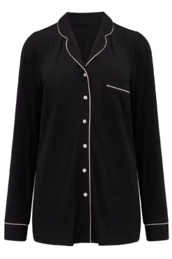 Pour Moi Modal Jersey Long Sleeve Revere Collar Pyjama Set - Black/Pink -Cheap Clozi Vibe Store 262849 20211229093400