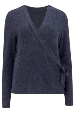 Pour Moi Sofa Love Marl Long Sleeve Wrap Lounge Top - Navy -Cheap Clozi Vibe Store 262862 20211229100100