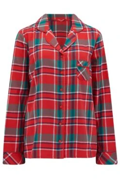 Pour Moi Cosy Check Brushed Cotton Pyjama Set - Red/Navy/Green -Cheap Clozi Vibe Store 262919 20211229085900