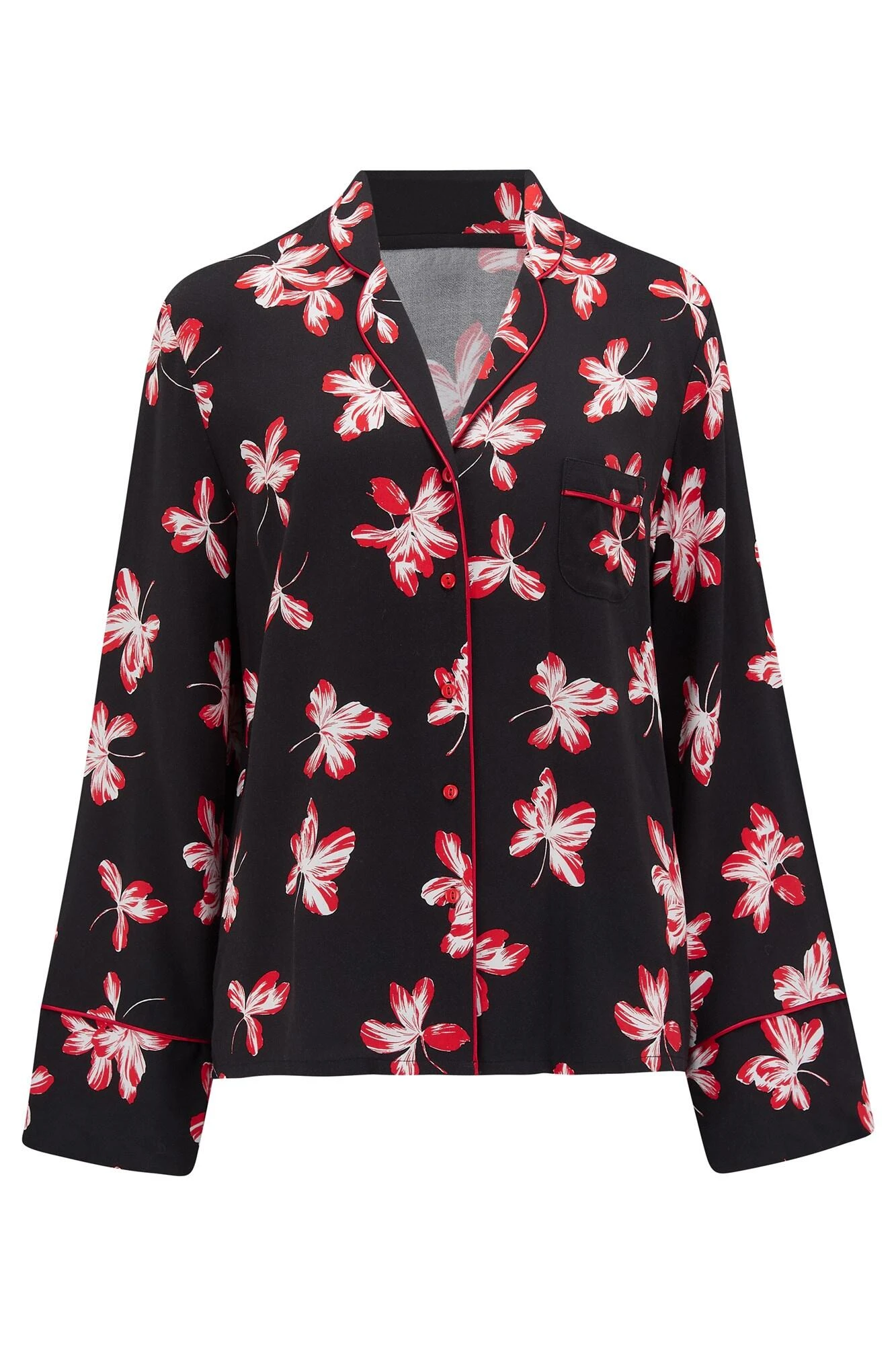 Pour Moi Luxe Woven Twill Pyjama Set - Black/Red 3 Pour Moi Luxe Woven Twill Pyjama Set - Black/Red - Image 3