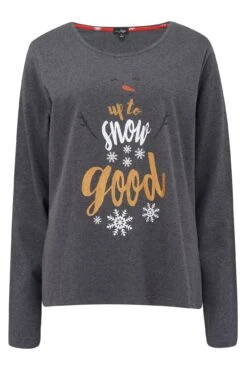 Pour Moi Up To Snow Good Cotton Jersey Christmas Pyjama Set - Charcoal -Cheap Clozi Vibe Store 265372 20211229095800