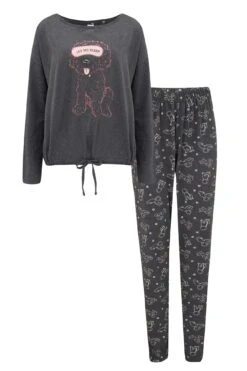 Pour Moi Jersey Cotton Cockapoo Pyjama Set - Charcoal -Cheap Clozi Vibe Store 265390 20230215103800