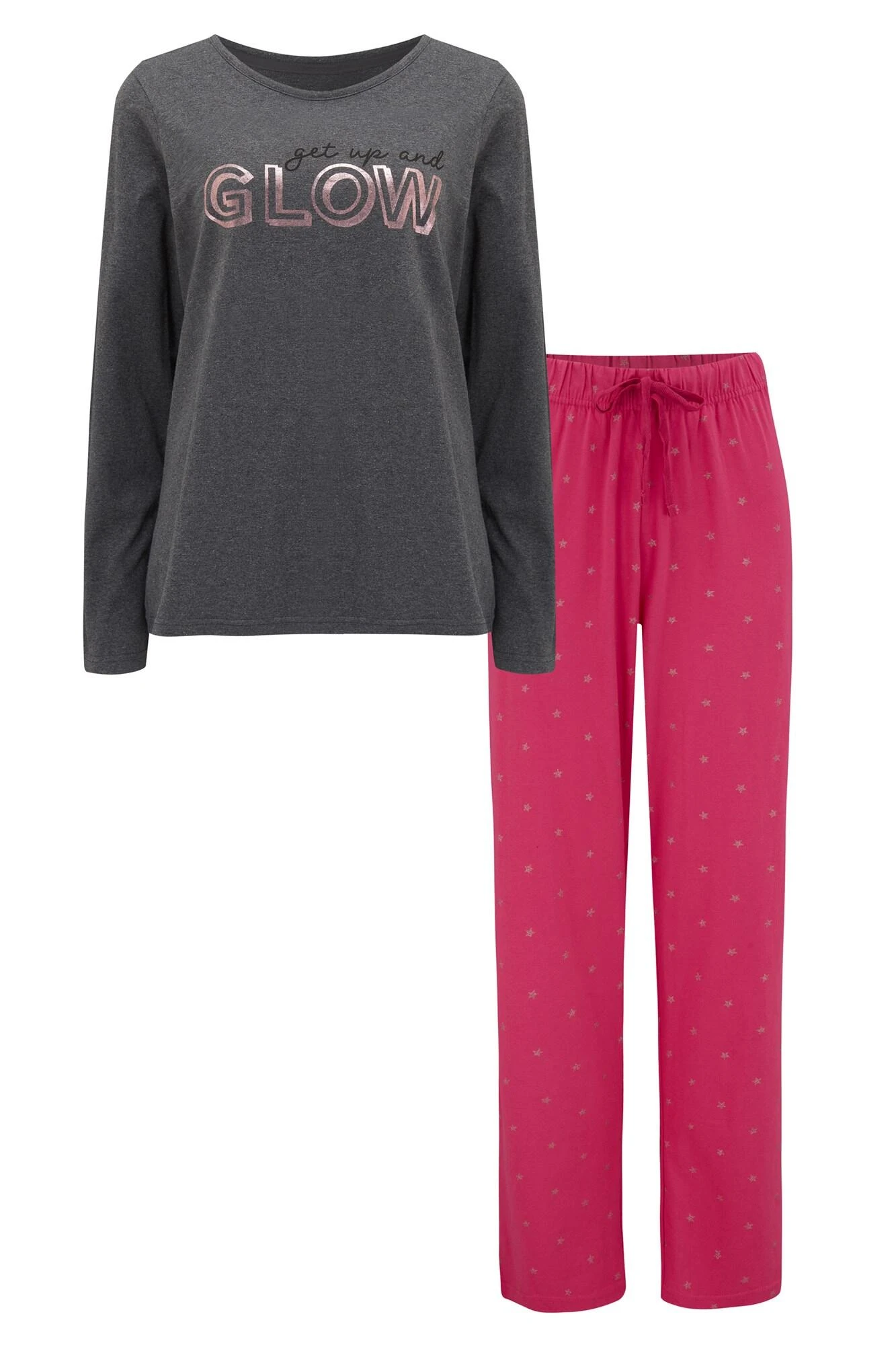 Pour Moi Get Up & Glow Jersey Cotton Pyjama Set - Charcoal/Raspberry 3 Pour Moi Get Up & Glow Jersey Cotton Pyjama Set - Charcoal/Raspberry - Image 3