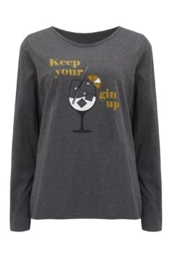 Pour Moi Keep Your Gin Up Pyjama Set - Charcoal -Cheap Clozi Vibe Store 265922 20211229100600