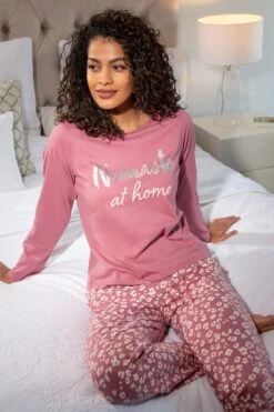 Pour Moi Namaste At Home Cotton Jersey Pyjama Set - Mink/Blush -Cheap Clozi Vibe Store 265972 20211115093200