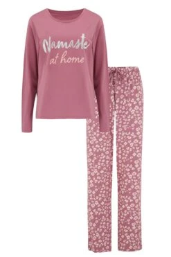 Pour Moi Namaste At Home Cotton Jersey Pyjama Set - Mink/Blush -Cheap Clozi Vibe Store 265978 20211115093200