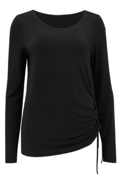 Pour Moi Sofa Love Ruche Side Long Sleeve Jersey Top - Black -Cheap Clozi Vibe Store 266083 20211020075900