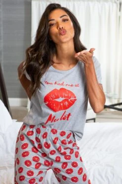 Pour Moi You Had Me At Merlot Cotton Jersey Pyjama Set - Grey/Grey -Cheap Clozi Vibe Store 266133 20220419103100