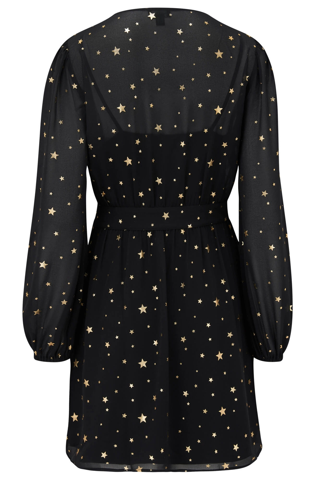 Pour Moi Natalya Chiffon Puff Sleeve Dress - Black/Gold 6 Pour Moi Natalya Chiffon Puff Sleeve Dress - Black/Gold - Image 6