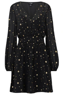 Pour Moi Natalya Chiffon Puff Sleeve Dress - Black/Gold 10 Pour Moi Natalya Chiffon Puff Sleeve Dress - Black/Gold -Cheap Clozi Vibe Store 266347 20220211152600