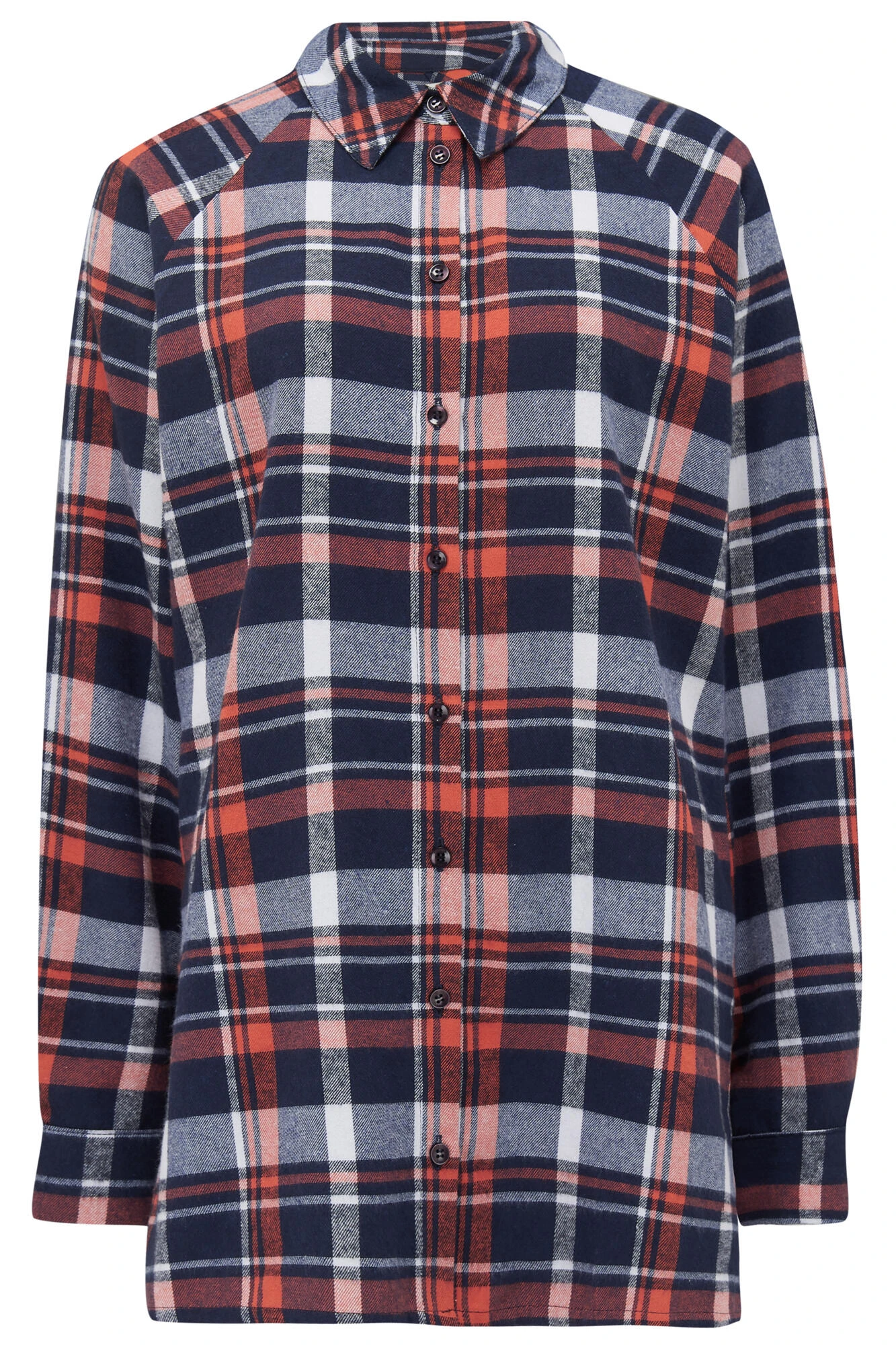 Pour Moi Remi Woven Check Boyfriend Shirt - Navy/Orange 8 Pour Moi Remi Woven Check Boyfriend Shirt - Navy/Orange - Image 8