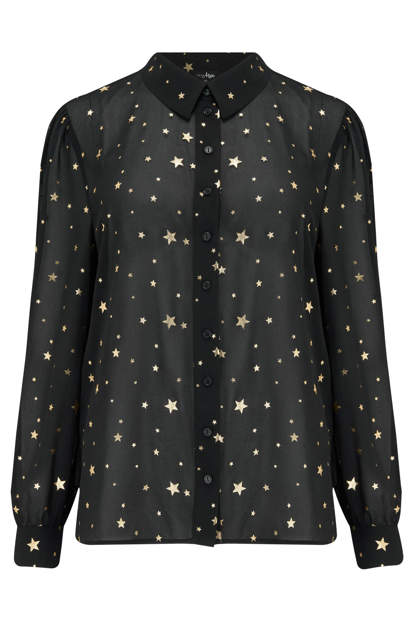 Pour Moi Natalya Chiffon Shirt - Black/Gold 5 Pour Moi Natalya Chiffon Shirt - Black/Gold - Image 5