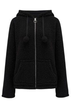 Pour Moi Cosy Borg Dressing Gown Hoodie - Black -Cheap Clozi Vibe Store 266497 20211021134300