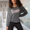 Pour Moi Trouble Jersey Jogger Pyjama Set - Grey/Black