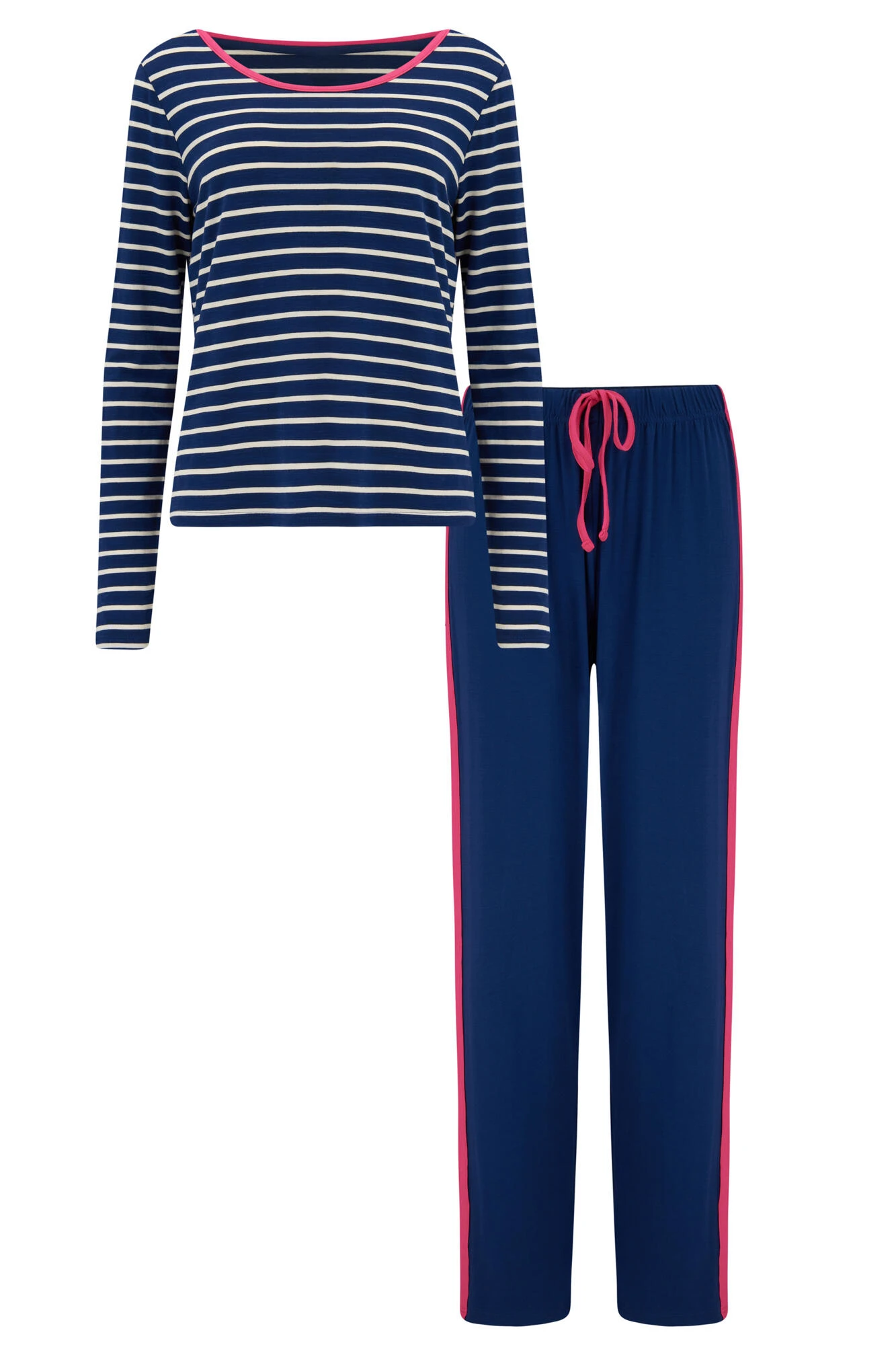 Pour Moi Stripe Jersey Long Sleeve Pyjama Set - Navy/White 4 Pour Moi Stripe Jersey Long Sleeve Pyjama Set - Navy/White - Image 4