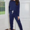 Pour Moi Rib Jersey Lounge Co-Ord Set - Navy