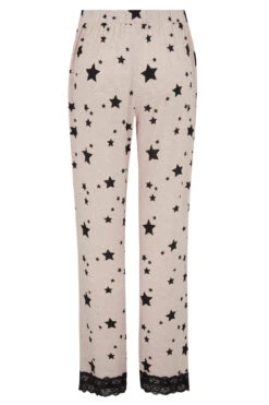 Pour Moi Star Print Jersey Lace Trim Cami And Trouser Pyjama - Oatmeal/Black -Cheap Clozi Vibe Store 266710 20211115093400