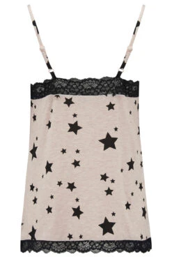 Pour Moi Star Print Jersey Lace Trim Cami And Trouser Pyjama - Oatmeal/Black -Cheap Clozi Vibe Store 266711 20211115093400