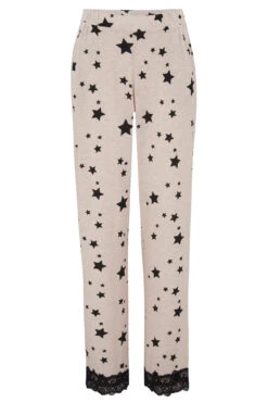 Pour Moi Star Print Jersey Lace Trim Cami And Trouser Pyjama - Oatmeal/Black -Cheap Clozi Vibe Store 266714 20211115093400