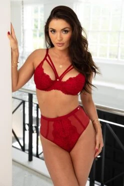Pour Moi Statement Deep Lace Up Brief - Red -Cheap Clozi Vibe Store 269391 20211116100800