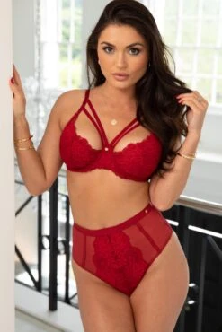 Pour Moi Statement Deep Lace Up Brief - Red