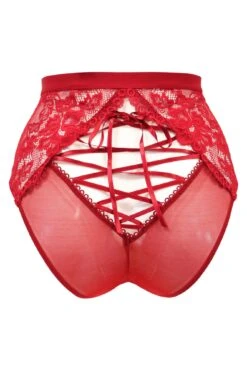 Pour Moi Statement Deep Lace Up Brief - Red -Cheap Clozi Vibe Store 269395 20211116100800