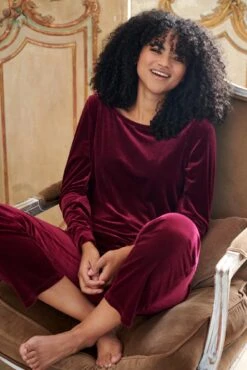 Pour Moi Velour Pyjama Set - Pomegranate -Cheap Clozi Vibe Store 270201 20230125144400