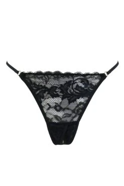 Pour Moi For Your Eyes Only Crotchless Thong - Black -Cheap Clozi Vibe Store 273050 20220712160500