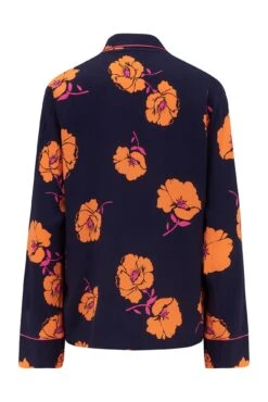 Pour Moi Luxe Woven Twill Pyjama Set - Navy/Orange Floral -Cheap Clozi Vibe Store 273283 20220214091100