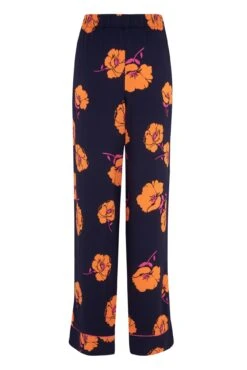 Pour Moi Luxe Woven Twill Pyjama Set - Navy/Orange Floral -Cheap Clozi Vibe Store 273285 20220214091100