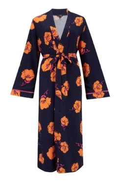 Pour Moi Luxe Woven Twill Longline Gown - Navy/Orange Floral -Cheap Clozi Vibe Store 273295 20220412125500
