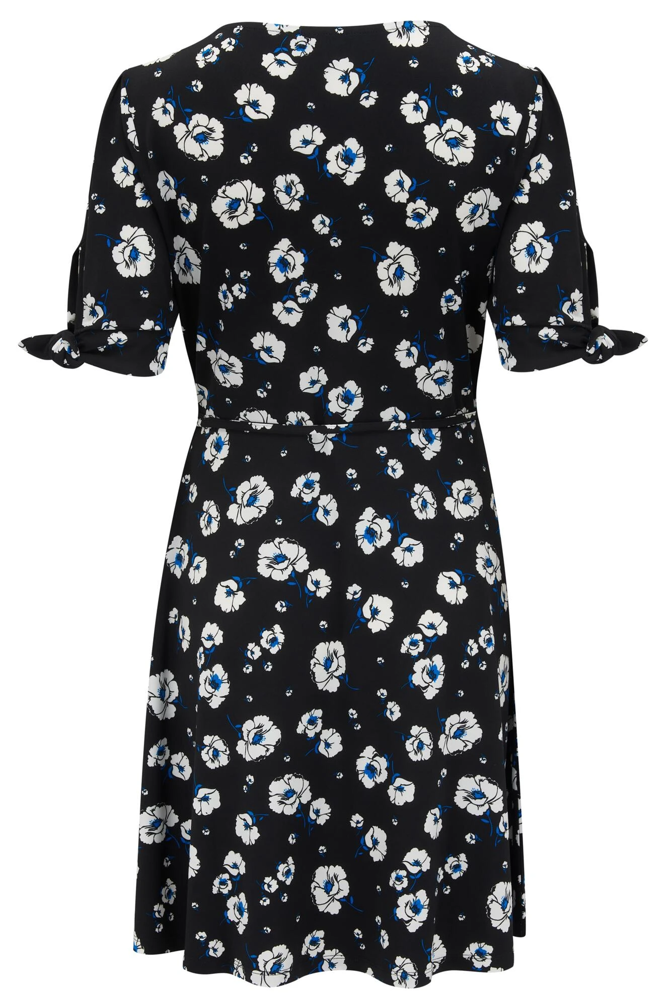 Pour Moi Bella Slinky Stretch Tie Sleeve Tea Dress - Mono Floral 5 Pour Moi Bella Slinky Stretch Tie Sleeve Tea Dress - Mono Floral - Image 5