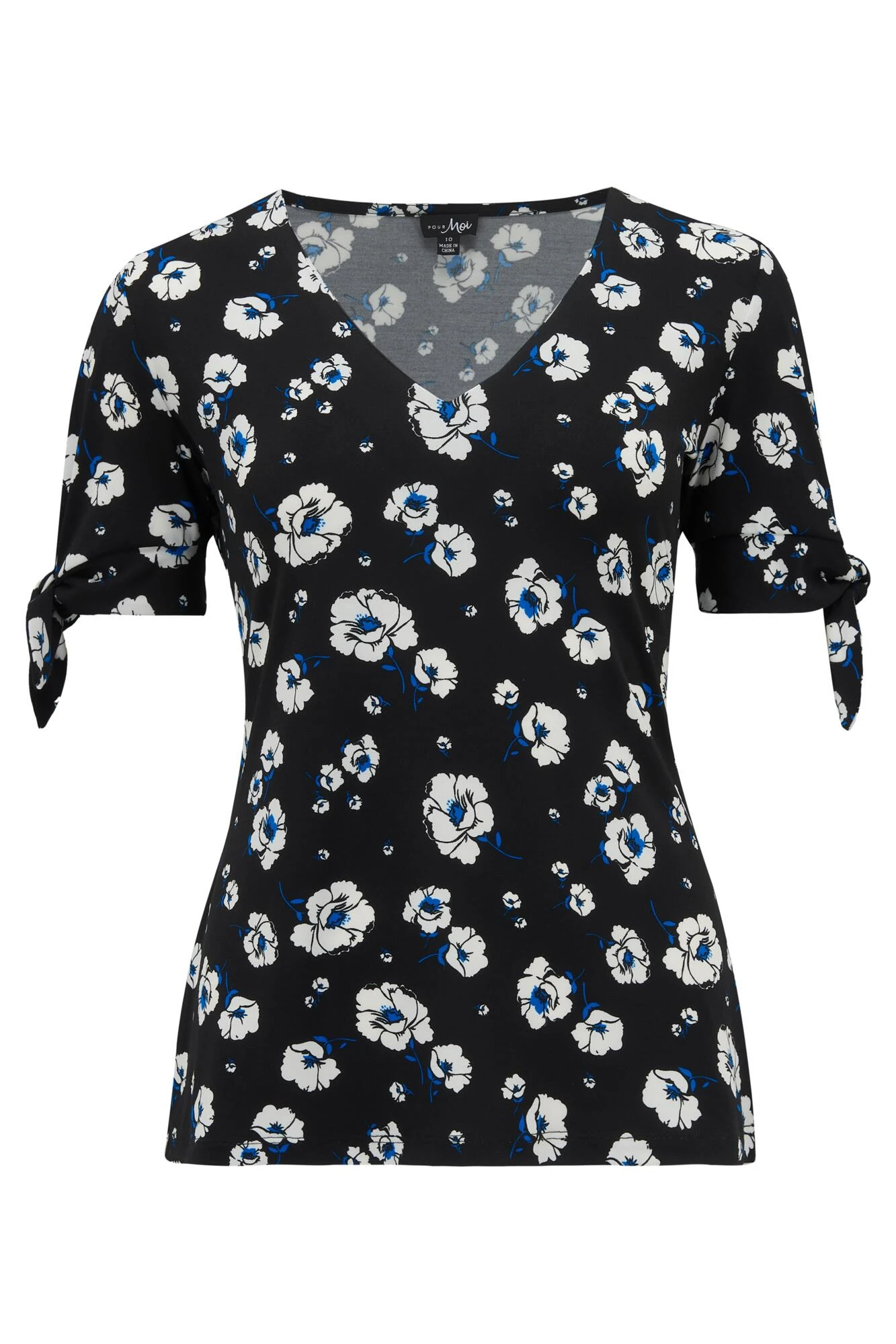 Pour Moi Bella Slinky Jersey Stretch Top - Mono Floral 4 Pour Moi Bella Slinky Jersey Stretch Top - Mono Floral - Image 4