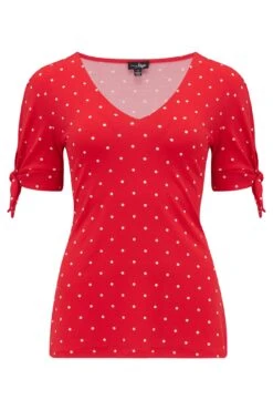 Pour Moi Bella Slinky Jersey Stretch Top - Red Spot -Cheap Clozi Vibe Store 275355 20220215150800