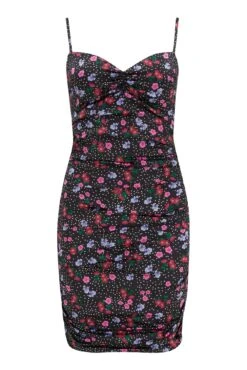 Pour Moi Elena Stretch Satin Bodycon Mini Dress - Black Ditsy -Cheap Clozi Vibe Store 279950 20220712111400