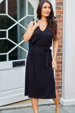 Pour Moi Jessie Fuller Bust Notch Neck Stretch Midi Dress - Black -Cheap Clozi Vibe Store 280470 20220331162200