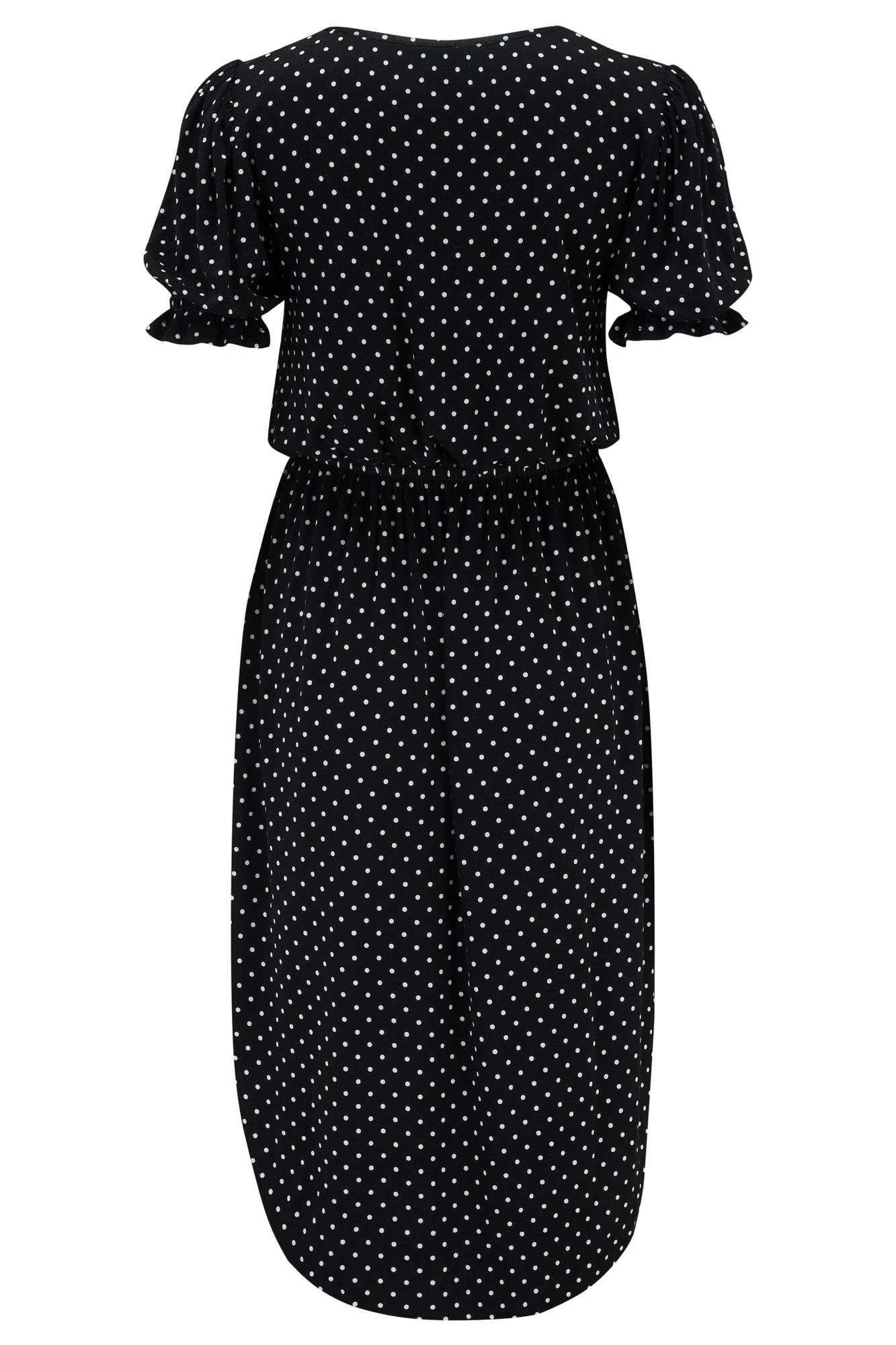 Pour Moi Jenny Puff Sleeve Stretch Midi Dress - Black/White Spot 7 Pour Moi Jenny Puff Sleeve Stretch Midi Dress - Black/White Spot - Image 7