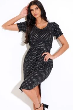 Pour Moi Jenny Puff Sleeve Stretch Midi Dress - Black/White Spot 11 Pour Moi Jenny Puff Sleeve Stretch Midi Dress - Black/White Spot -Cheap Clozi Vibe Store 281264 20220419111700