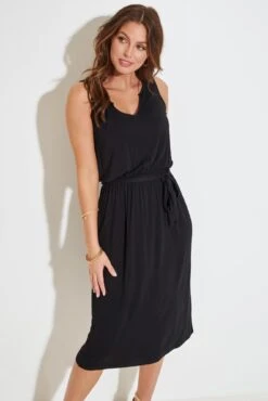 Pour Moi Jessie Fuller Bust Notch Neck Stretch Midi Dress - Black -Cheap Clozi Vibe Store 281341 20220331162200