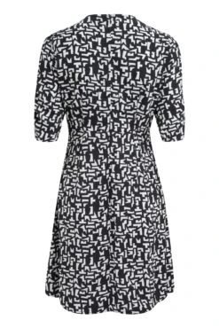 Pour Moi Emma V Neck Woven Ruche Sleeve Tea Dress - Mono Geo -Cheap Clozi Vibe Store 281502 20220419113400