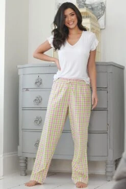 Pour Moi Cotton Woven Gingham Paperbag Trouser - Pink/Lime -Cheap Clozi Vibe Store 282203 20230413091700