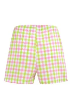 Pour Moi Lace Trim Jersey Cami And Cotton Gingham Short Pyjama - Pink/Lime -Cheap Clozi Vibe Store 282255 20220412141700