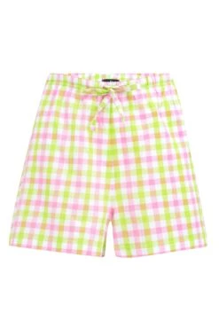 Pour Moi Lace Trim Jersey Cami And Cotton Gingham Short Pyjama - Pink/Lime -Cheap Clozi Vibe Store 282256 20220412141700