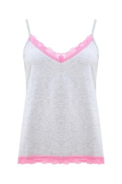 Pour Moi Lace Trim Jersey Cami And Cotton Gingham Short Pyjama - Pink/Lime -Cheap Clozi Vibe Store 282258 20220412141700