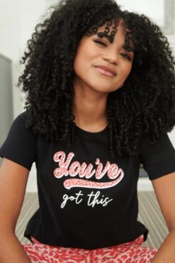 Pour Moi You've Got This Cotton Jersey Cropped Trouser Pyjama Set - Red Leopard