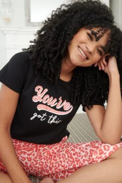 Pour Moi You've Got This Cotton Jersey Cropped Trouser Pyjama Set - Red Leopard -Cheap Clozi Vibe Store 282300 20220412144000