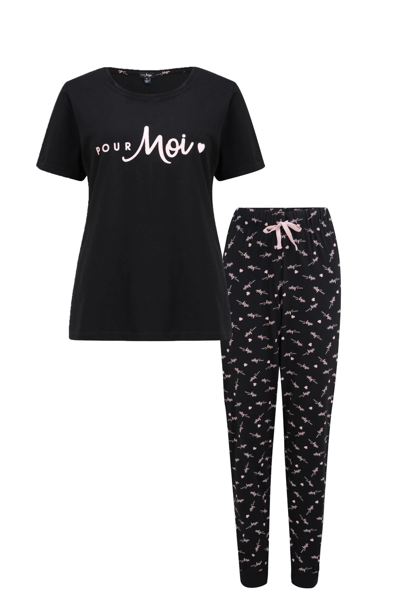 Pour Moi Logo Cotton Jersey Pyjama Set - Black/Pink 5 Pour Moi Logo Cotton Jersey Pyjama Set - Black/Pink - Image 5
