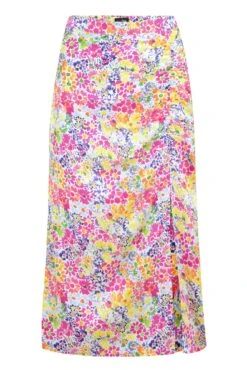 Pour Moi Margot Satin Woven Ruche Front Midi Skirt - Multi -Cheap Clozi Vibe Store 282877 20230224121400