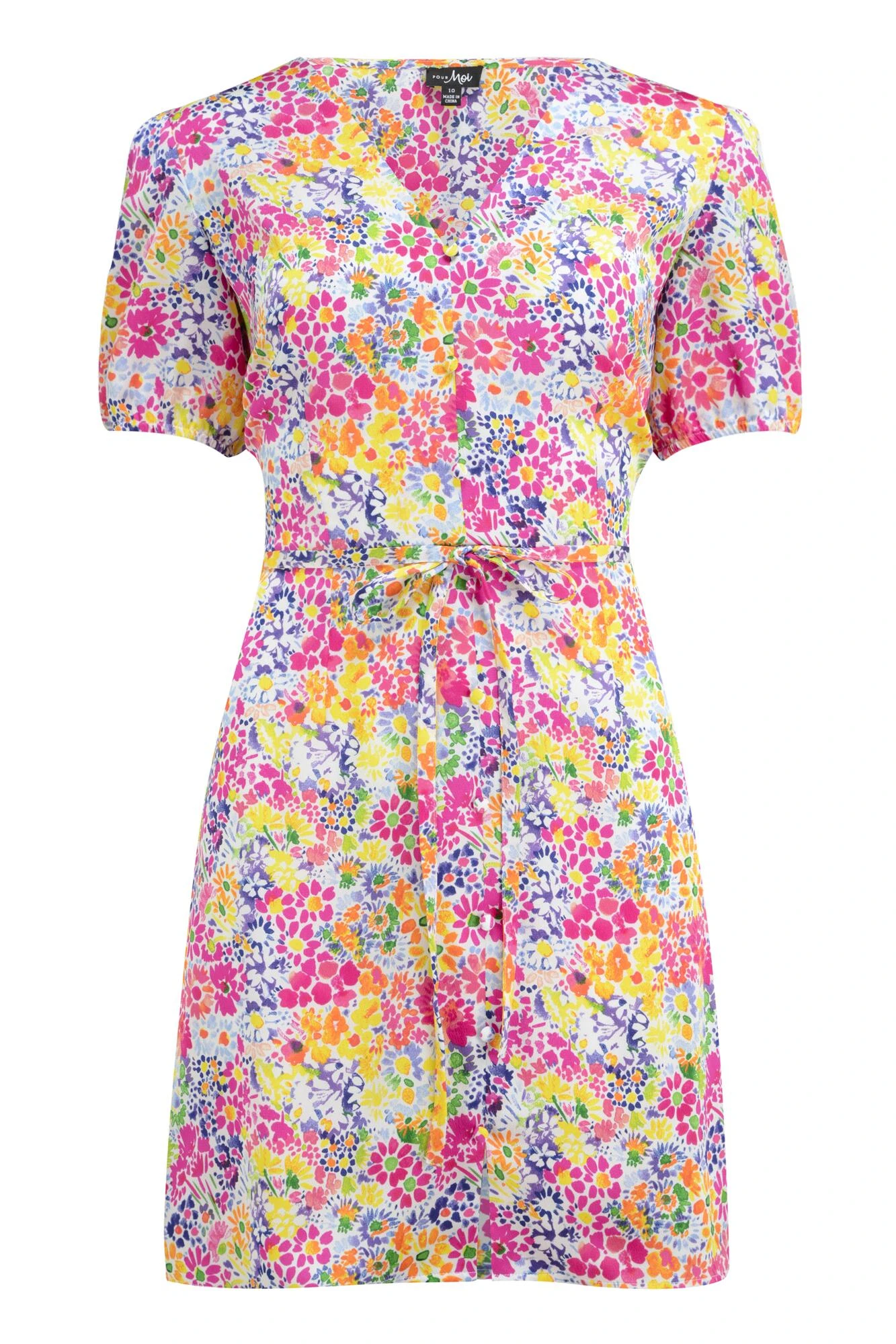 Pour Moi Margot Woven Satin Short Tea Dress - Multi 8 Pour Moi Margot Woven Satin Short Tea Dress - Multi - Image 8